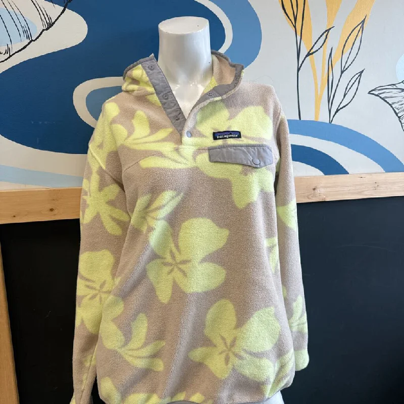 Retro Minimalism Fashion selection Patagonia-Synchilla Snap-T Pullover- Women's: Grey Yellow -women-MD