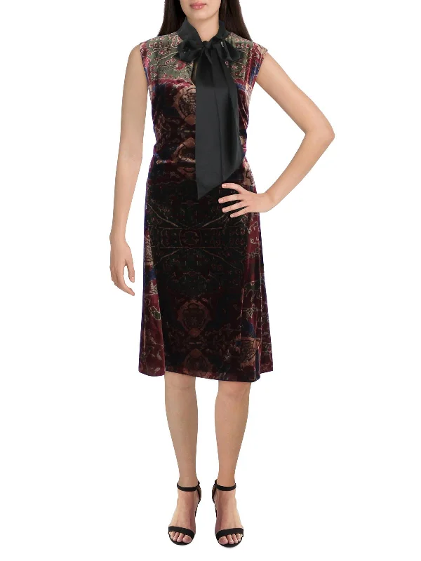 Simple Aesthetic Modern tailoring Plus Womens Velvet Calf Cocktail and Party Dress