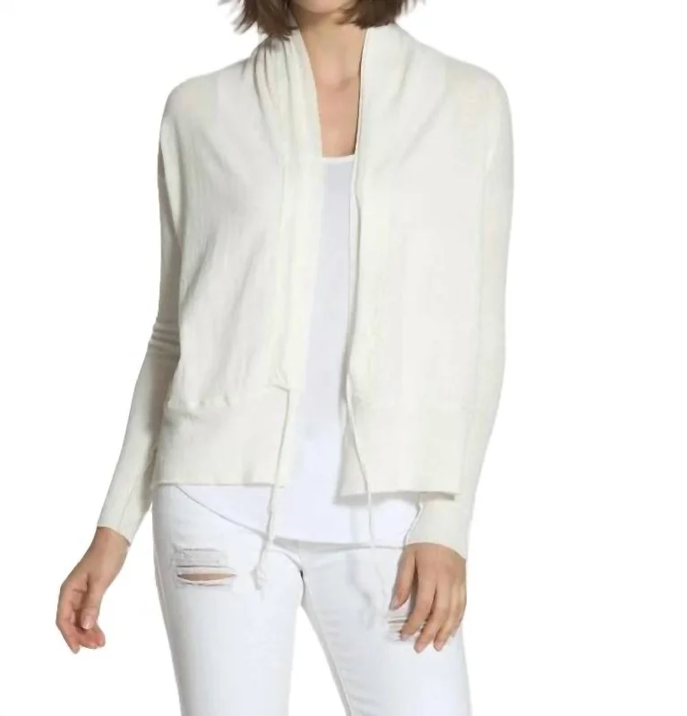 Bold Casual Simple and comfortable String Tie Cardigan In White