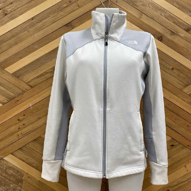 The North Face- full zip fleece sweater- MSRP $135: White Grey -women-MD