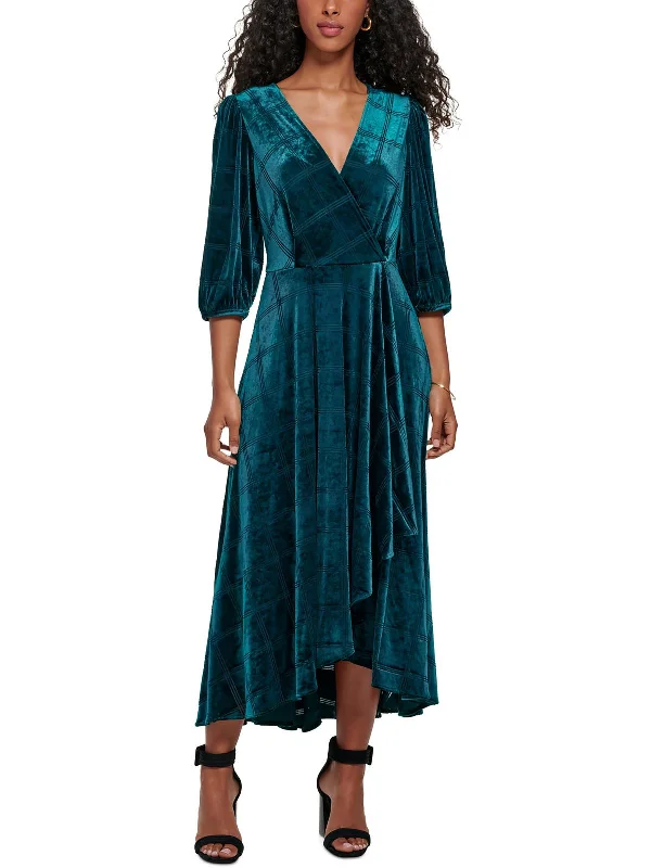 Earthy Fashion Romantic data Womens Velvet Faux Wrap Evening Dress