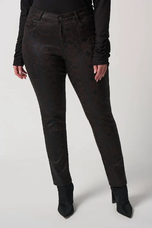 Animal Print Slim-Fit Jeans In Mocha/black