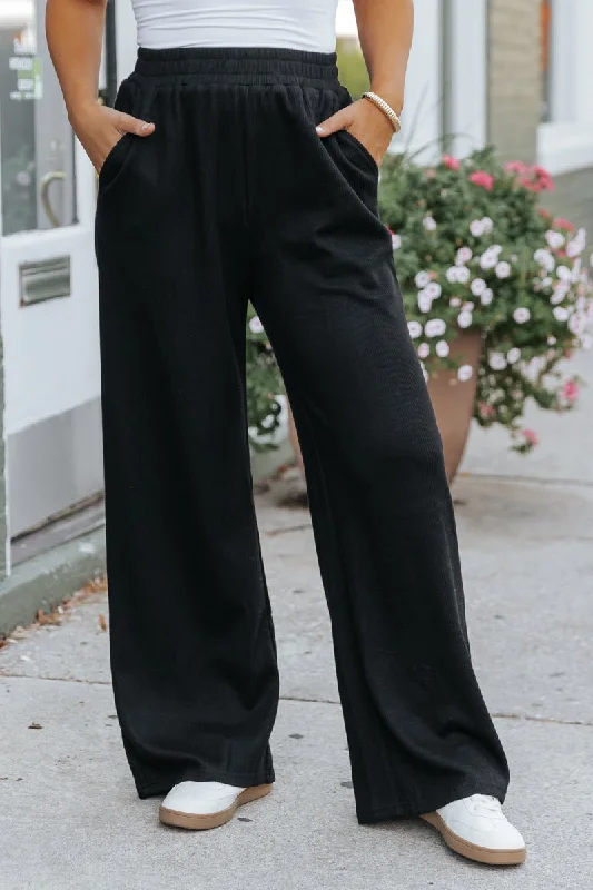 Black Ribbed Lounge Pants - FINAL SALE