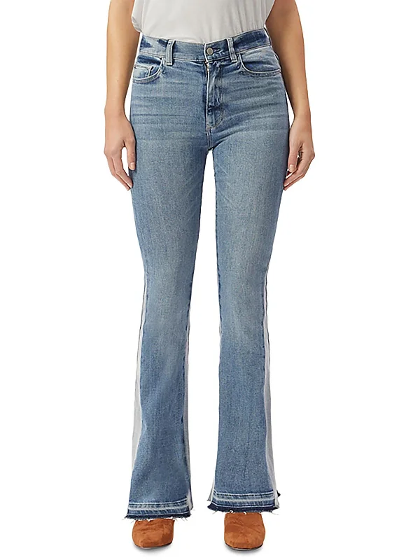 Bridget Womens Raw Hem Denim Bootcut Jeans