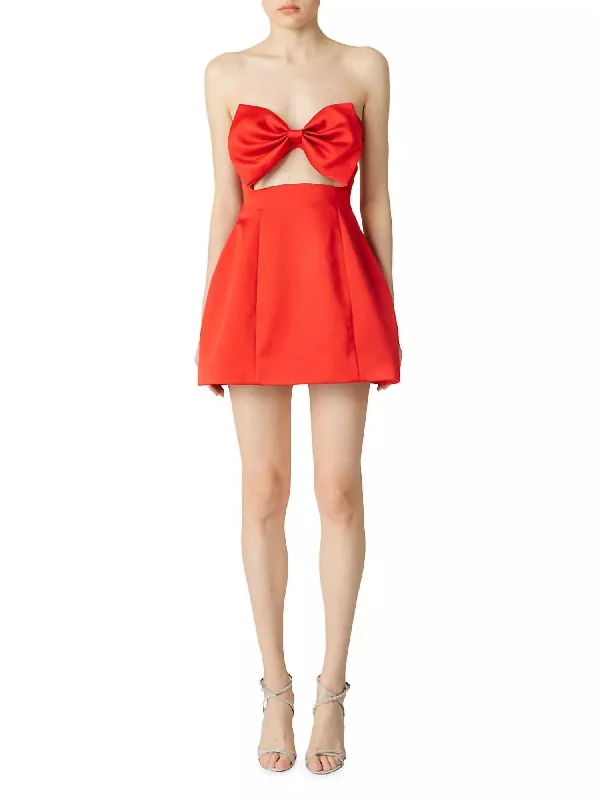 Soft Neutrals Estelle Bow Dress In Red