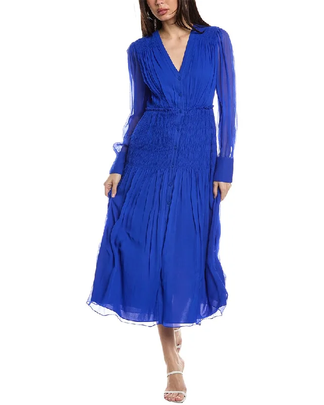 Versatile Outfit Jason Wu V-Neck Chiffon Silk Midi Dress