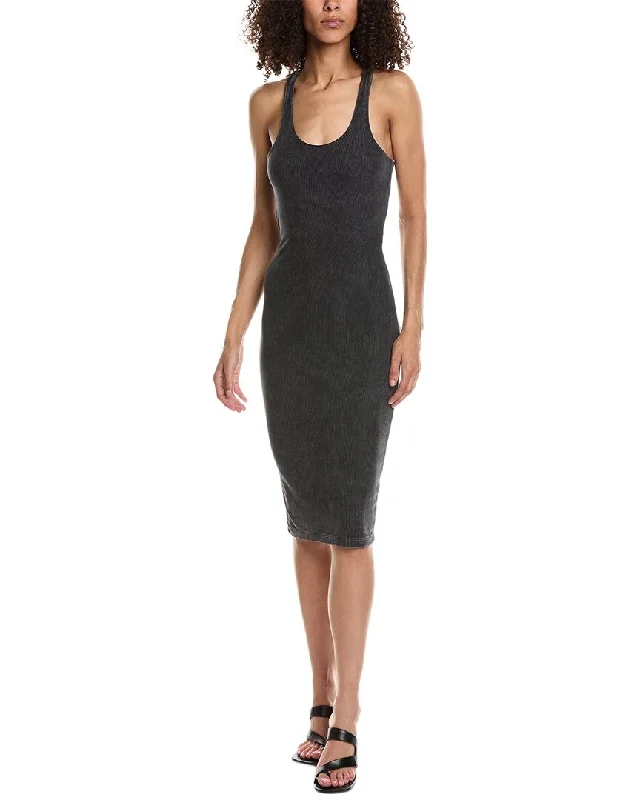 Futuristic Casual John Elliott Mineral Wash Gemini Rib Bandeau Midi Dress