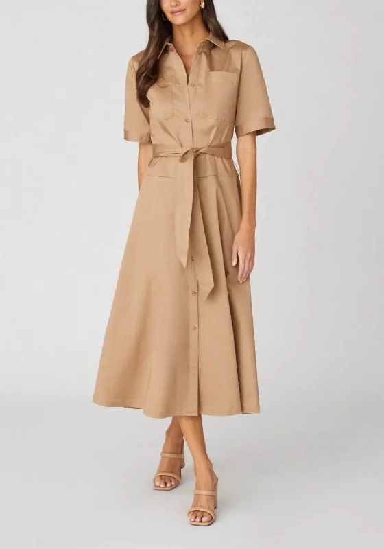 Classic Sporty Keri Dress In Khaki