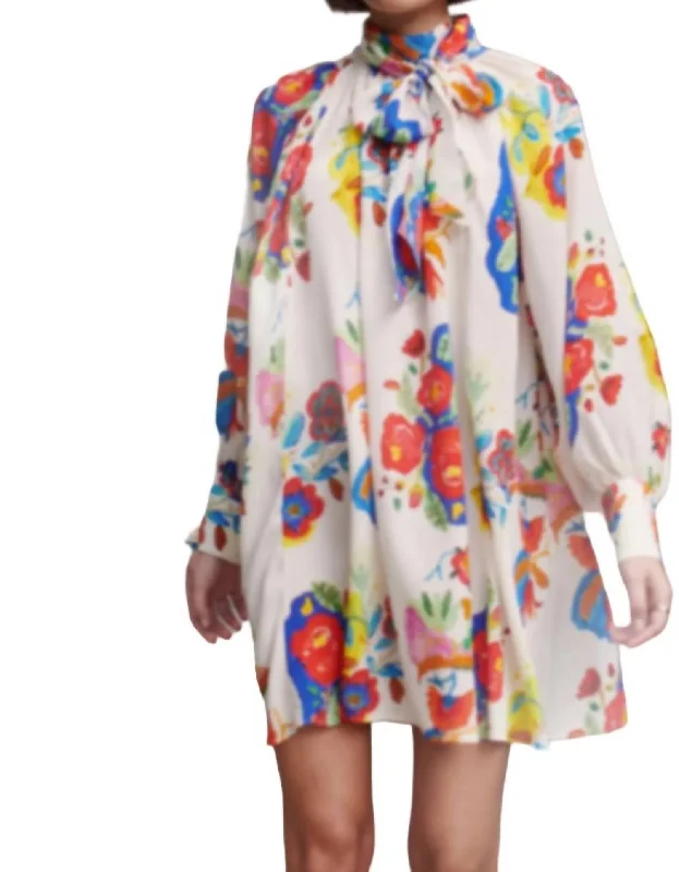 Modern Prints Lucine Mini Dress In Sierra Floral Bianco