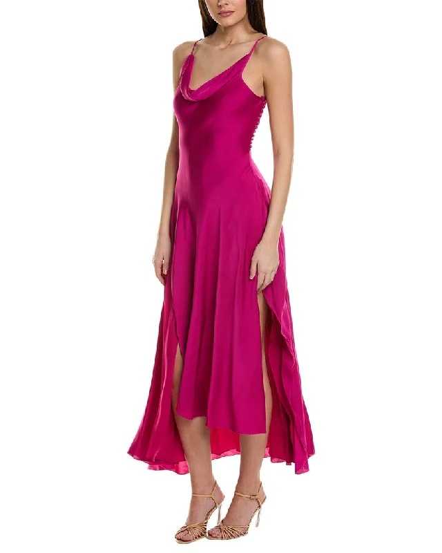 Modern Utility Nicholas Elsie Ruffle Slit Silk-Blend Gown