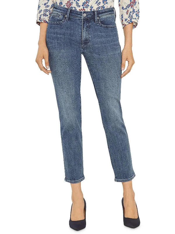 Stella Womens Denim Tapered Straight Leg Jeans