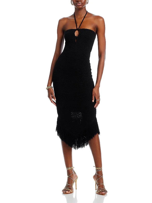 Neutral Layers Womens Fringe Viscose Bodycon Dress