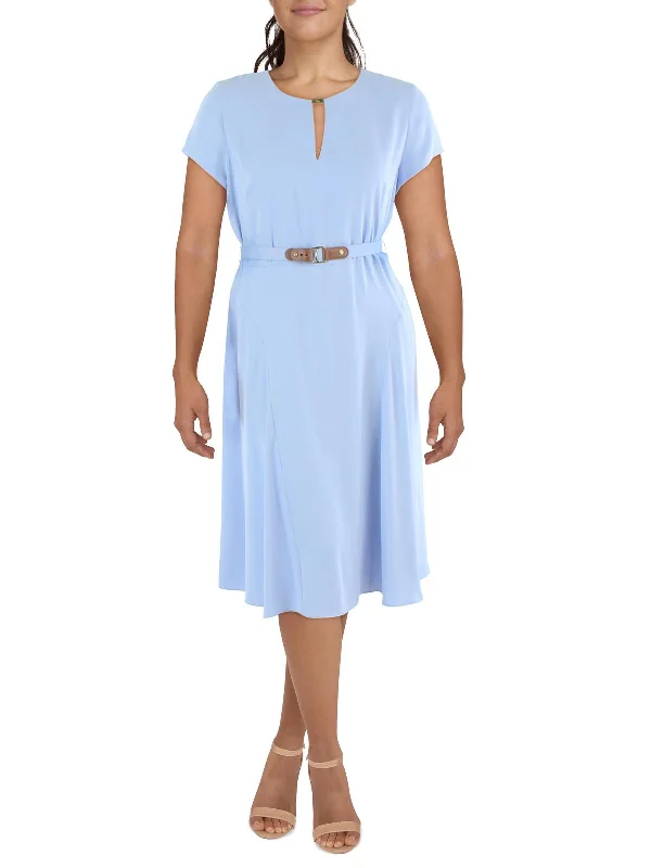 Fashion Statement Womens Short Sleeve Midi Fit & Flare Dress