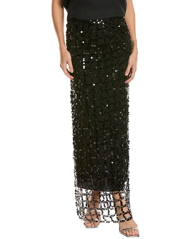 Alberta Ferretti Sequin Net Silk Maxi Skirt