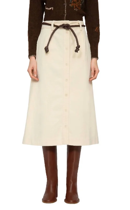 Carine Corduroy Button Down Skirt In Cream