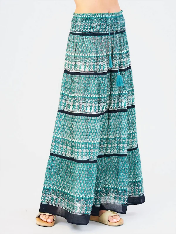 Mari Print Maxi Skirt In Green Multi