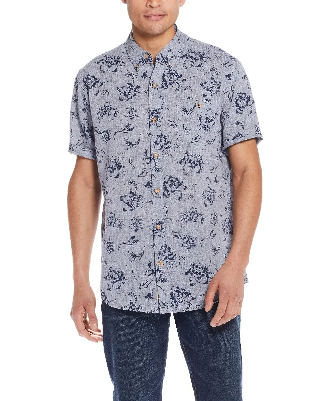 Short Sleeve Floral Shirt In Dress Blues