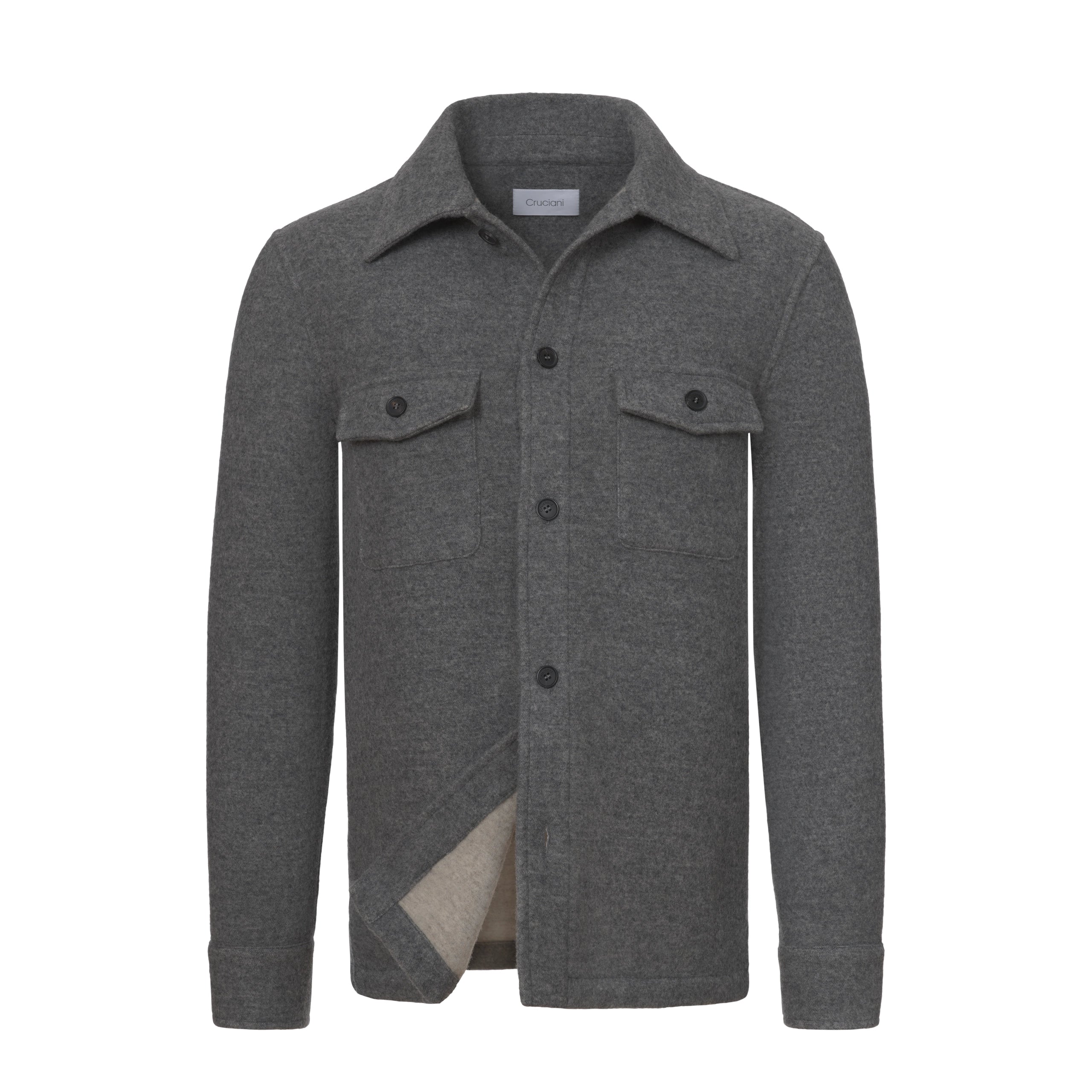 Wool-Cashmere Overshirt in Grey Melange