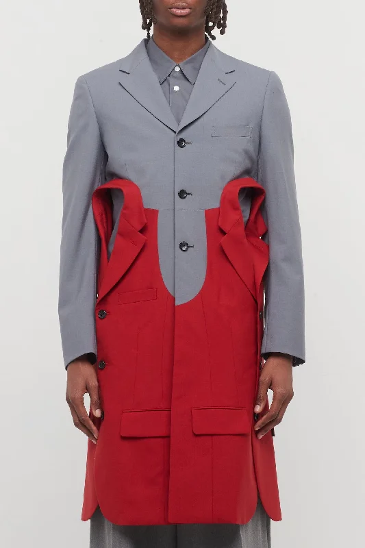 Comme Des Garçons Homme Plus Reconstructed Blazer in Grey and Red