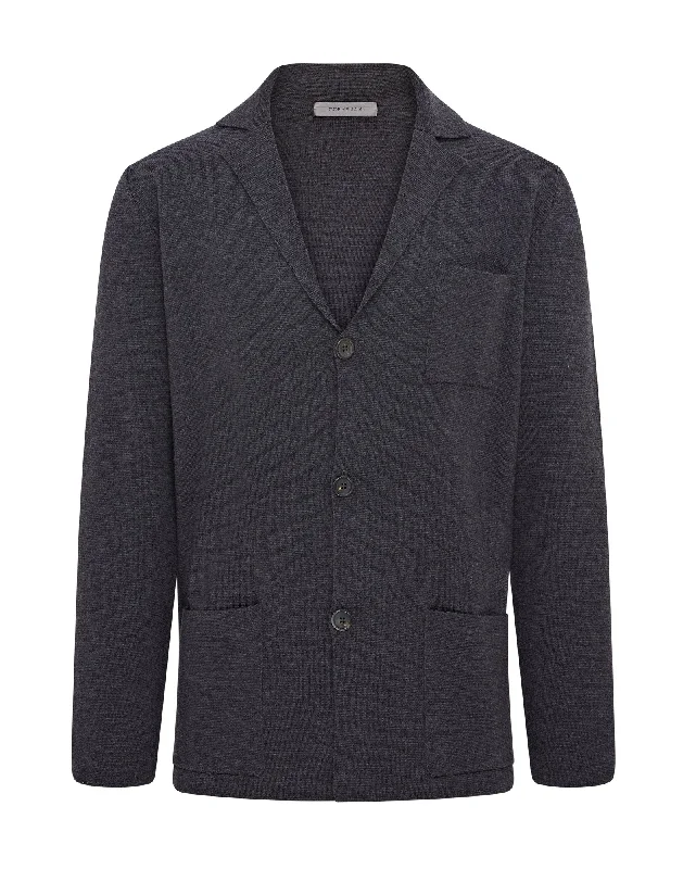 Corneliani Merino Wool Roma Stitch Knitted Blazer (Charcoal)