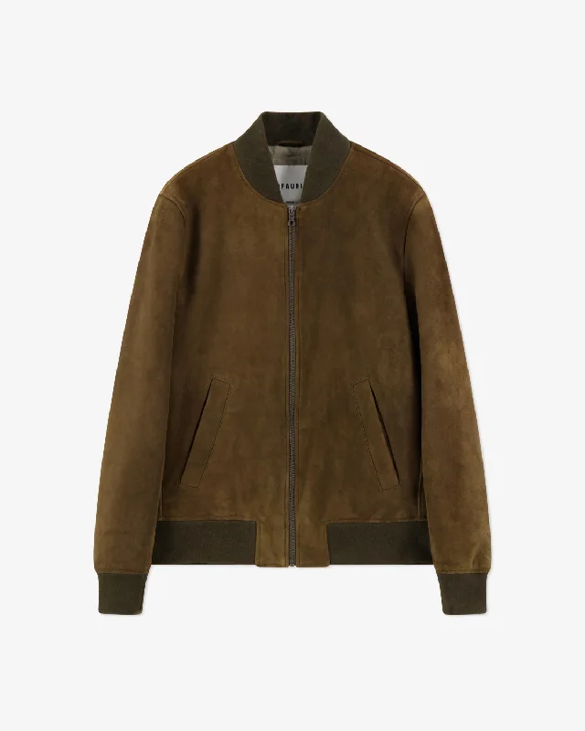 GRAY Suede Lambskin Jacket - Vert Jeep