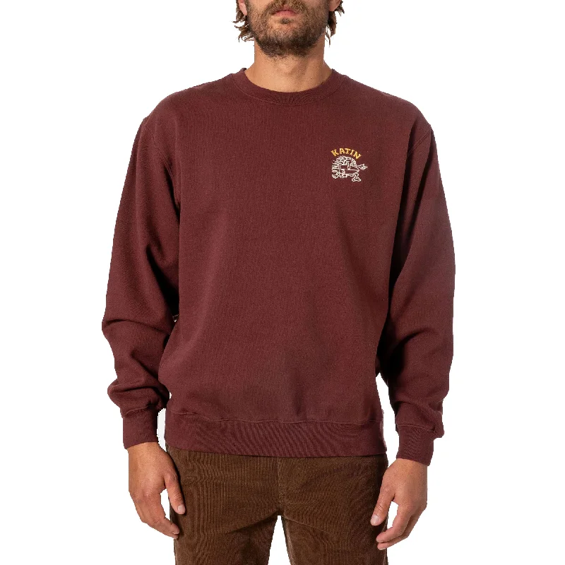 Katin Dash Emb Crew Neck Men's Sweater - Rum