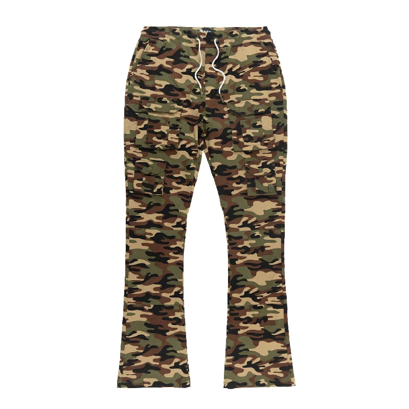 Urban Streetwear Printed Jackets M1633 Colton 34” Stack Nylon/Spandex  Sweat Pants - Camo