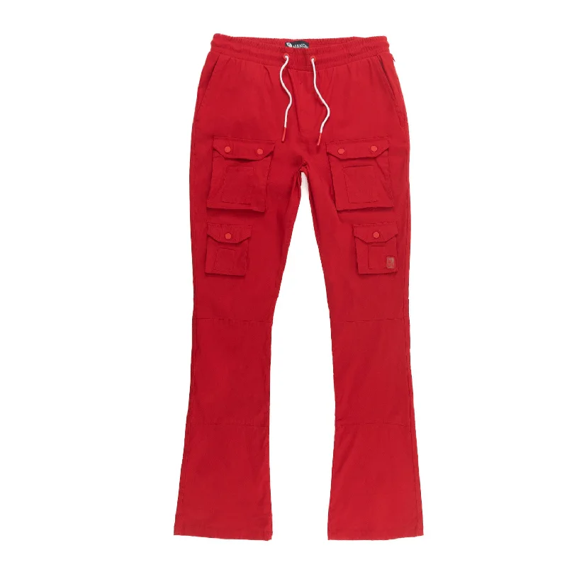 Streetwear Luxe Designer Ties M1633 Colton 34” Stack Nylon/Spandex  Sweat Pants - Red