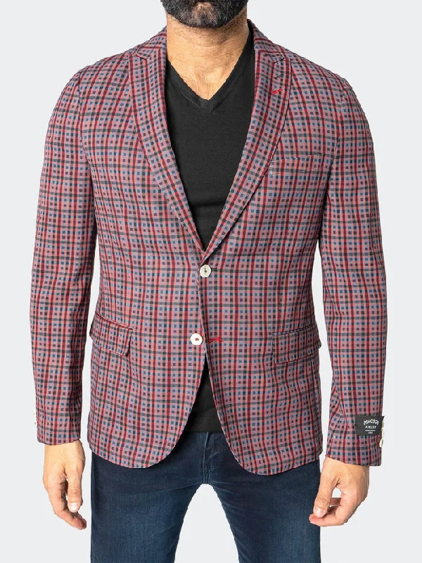 Maceoo Blazer | Blazer Unconstructed Descartes Scottish Red