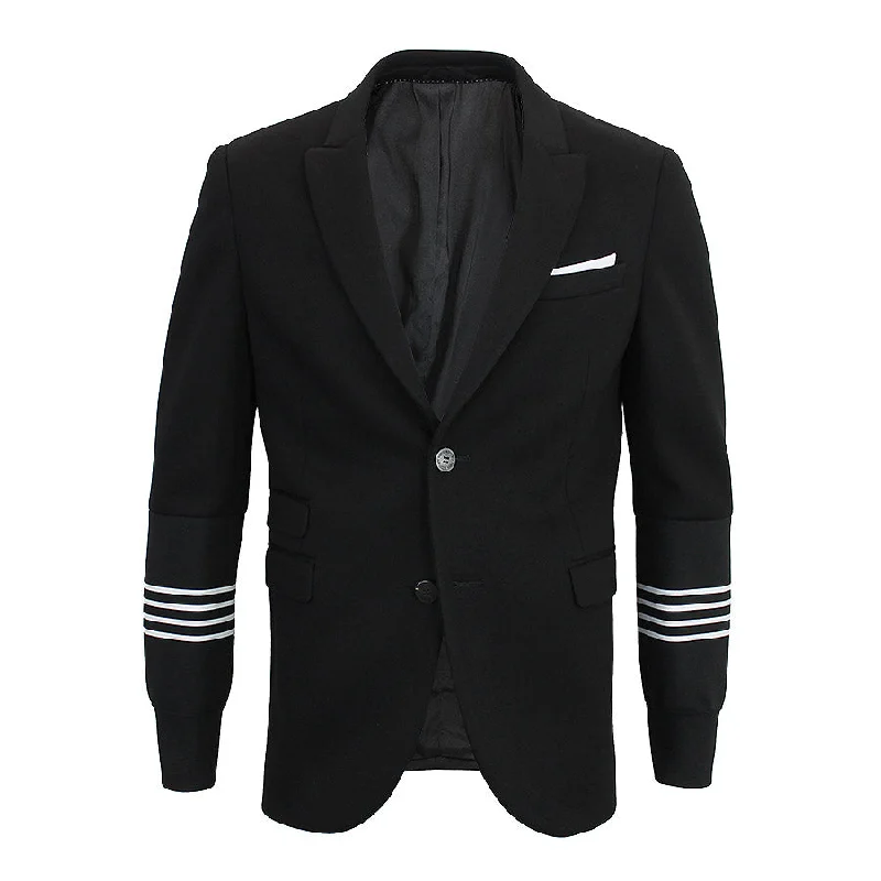 Modern Sophistication Wool Suits Neil Barrett - Striped Sleeve Blazer in Black