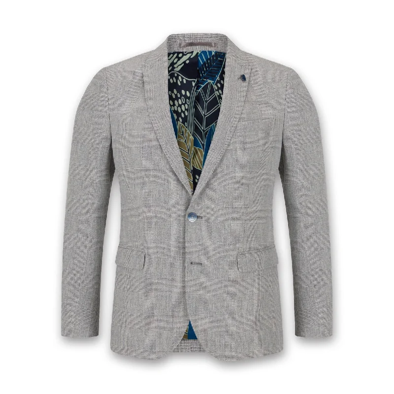 Streetwear Minimalism Street Shorts Remus - Deano Slim Check Blazer in Grey