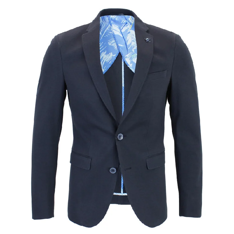 Contemporary Tailoring Casual Suits Remus Uomo - Slim Fit Cotton Stretch Jersey Blazer in Navy