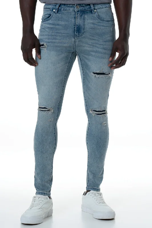 Rugged Fashion Casual Cardigans Rf10 Ripped Super Skinny Jeans _ 156186 _ Light Wash