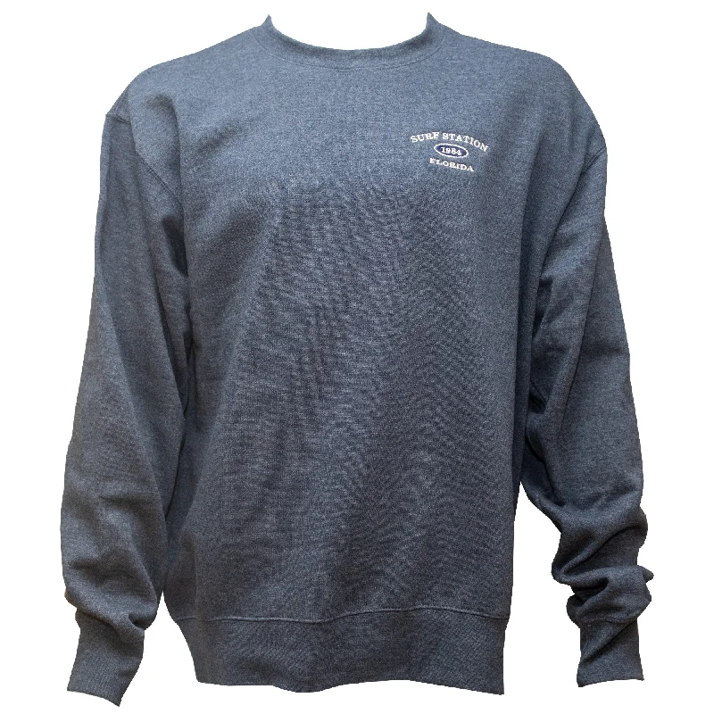 Surf Station Varsity Crewneck Men's L/S Sweater - Navy