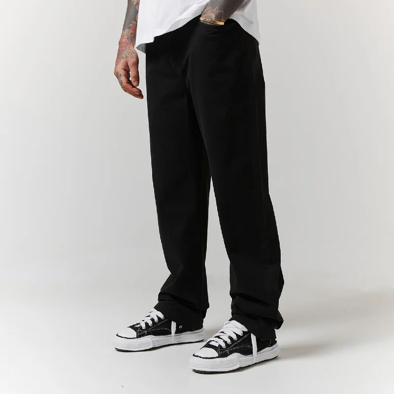 Minimal Sportswear Leather Gloves Worker Pant | Black