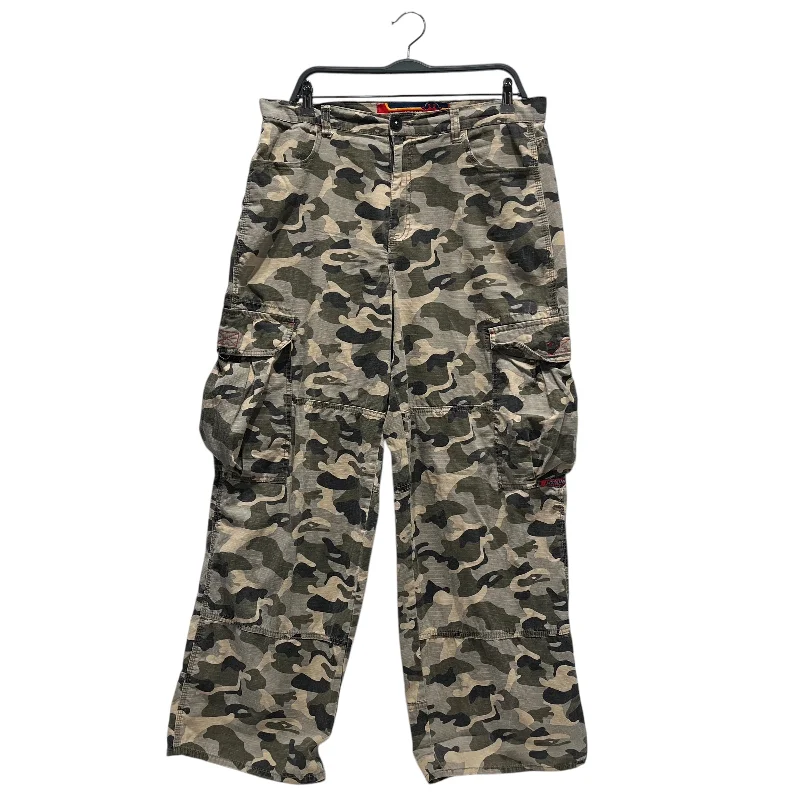 Hip-Hop Style JNCO/Straight Pants/34/Cotton/GRN/Camouflage/CROWN LOGO