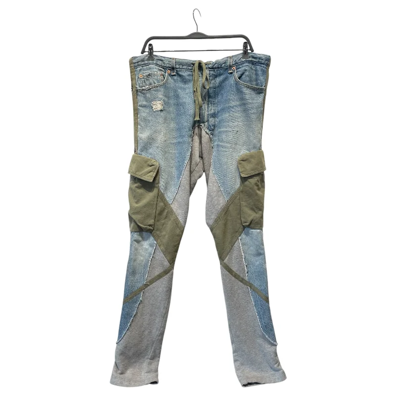 Retro Grunge GREG LAUREN/Skinny Pants/3/Cotton/IDG/DENIM FLEECE 50/50