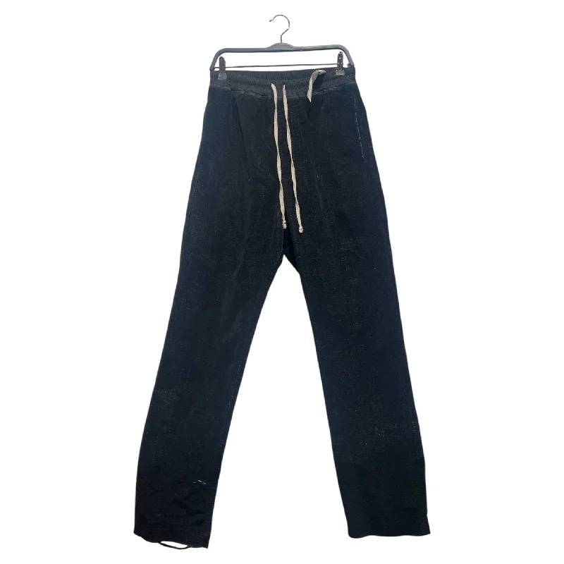 Luxury Streetwear Rick Owens/Straight Pants/L/Suede/BLK/Joggers/SUADE PANTS WITH STRING