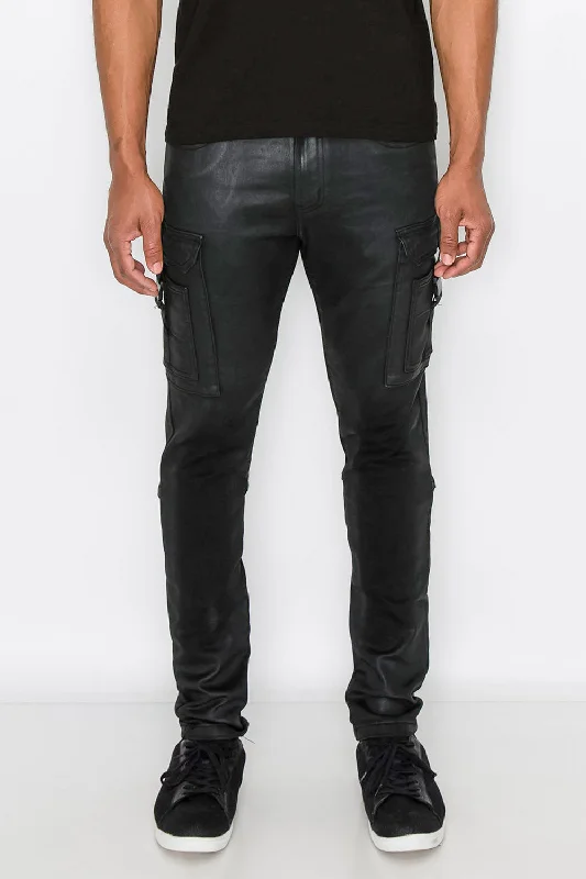 Urban Minimalism Coated Utility Cargo Pants