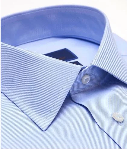 Chic Streetwear David Donahue Blue Trim Fit Non-Iron Dress Shirt