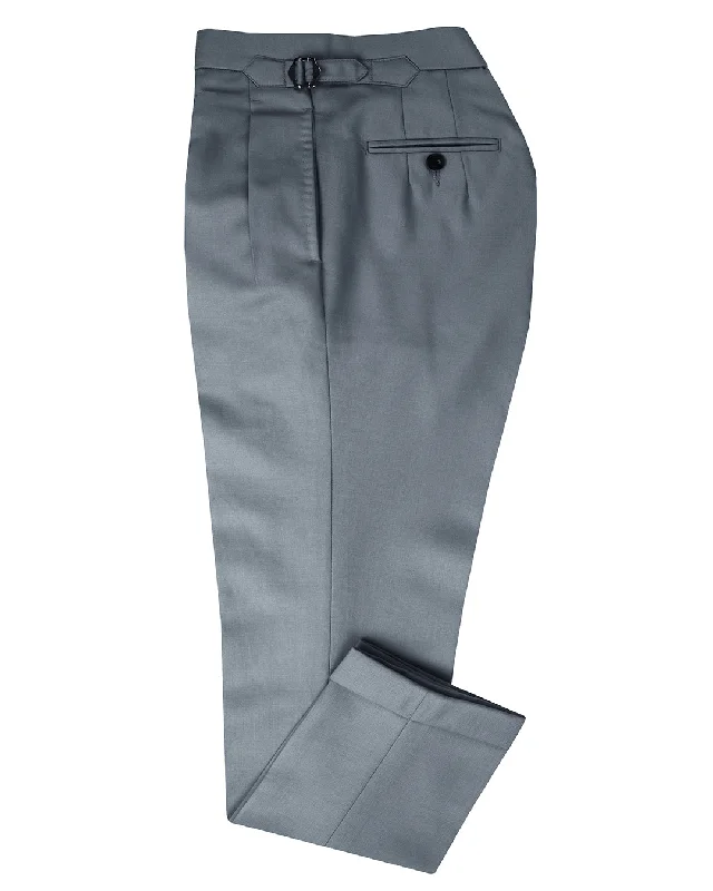 Classic Formal Dugdale Fine Worsted Pant - Grey Plain