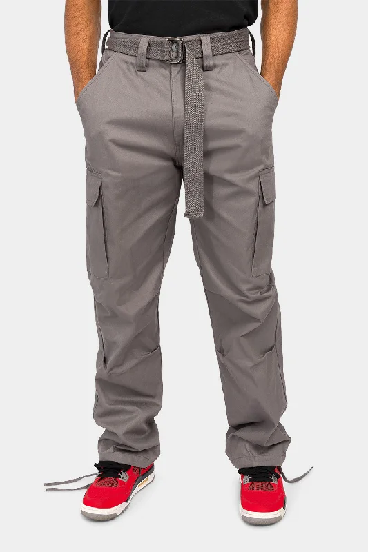 Contemporary Streetwear Essential Canvas Cargo Pants with Belt