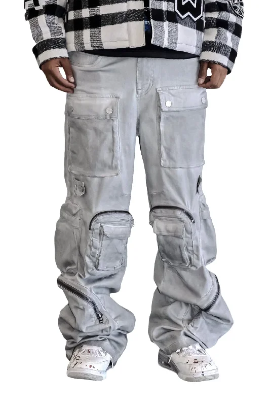 Sleek Outfit Men's Y2k Wide Fit Utility Cargo Baggy Denim Pants