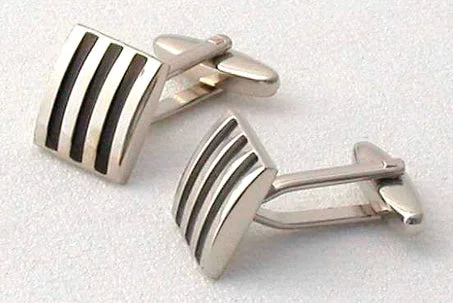 Softcore Fashion Vertical Black Striped Cufflinks